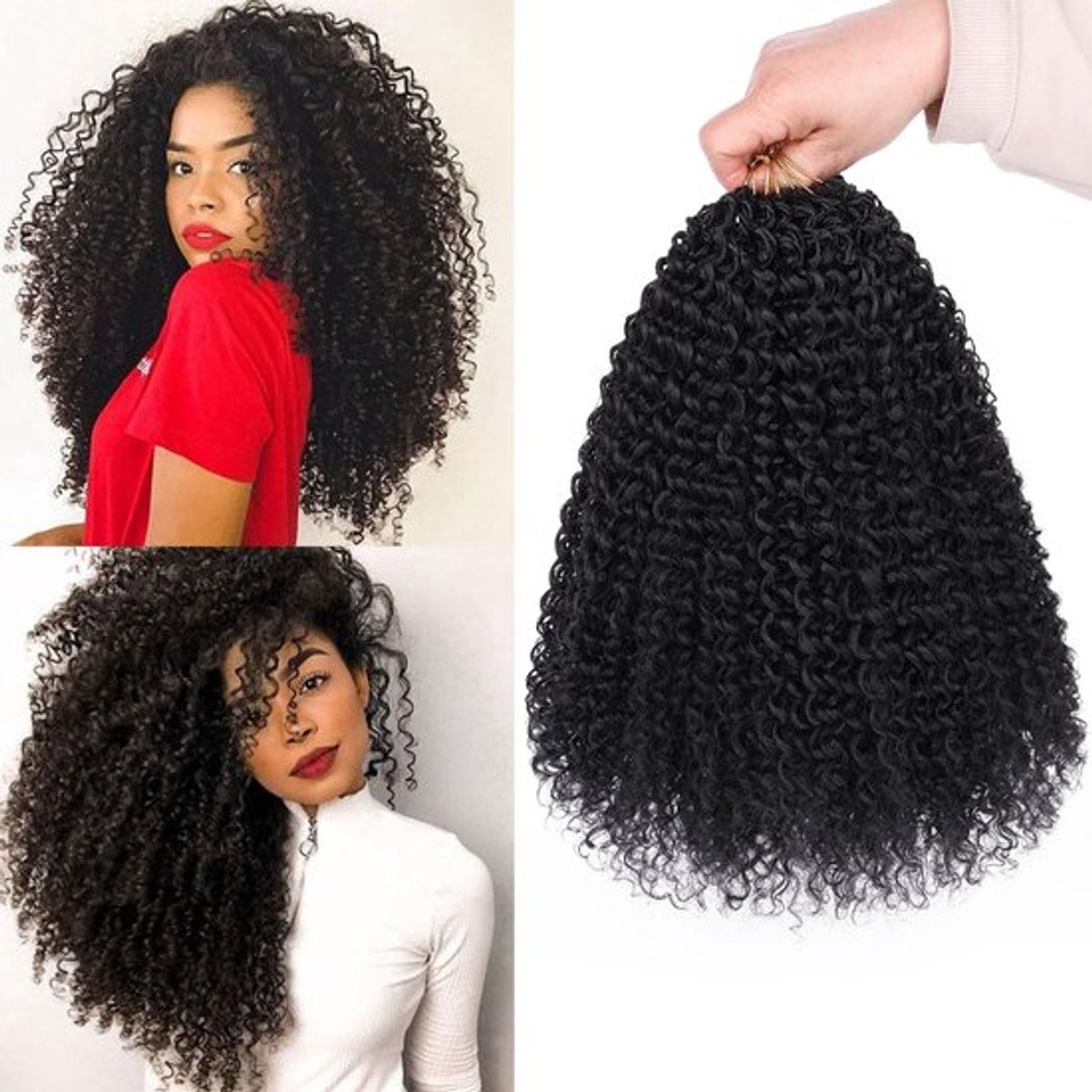 Haakjes Micro Curly Twist - 12 Inch - 8 Verpakkingen - Zwart - Hoogwaardige Synthetische Vezels - Natuurlijk Kapsel - Haarextensies