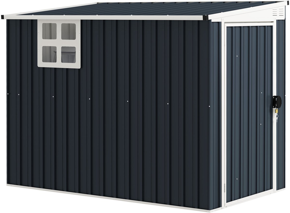 Tuinberging - gereedschapsschuur voor tuingereedschap - ramen - ventilatieopeningen - afsluitbaar - staal - donkergrijs