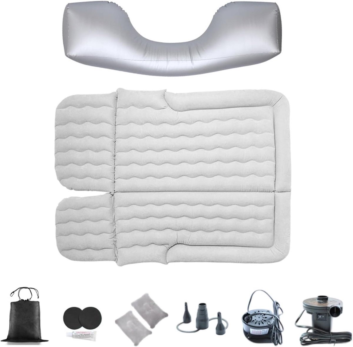 Luchtbed Auto - Reis Matras - Kamperen en Reizen - Ingebouwde Elektrische Pomp - 165 x 130 cm - Grijs