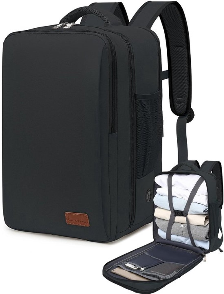 Reisrugzak 41x17x28 cm - Handbagage 40x30x20 - Laptopvak 15,6 inch - Uniseks - Compatibel met 100+ luchtvaartmaatschappijen