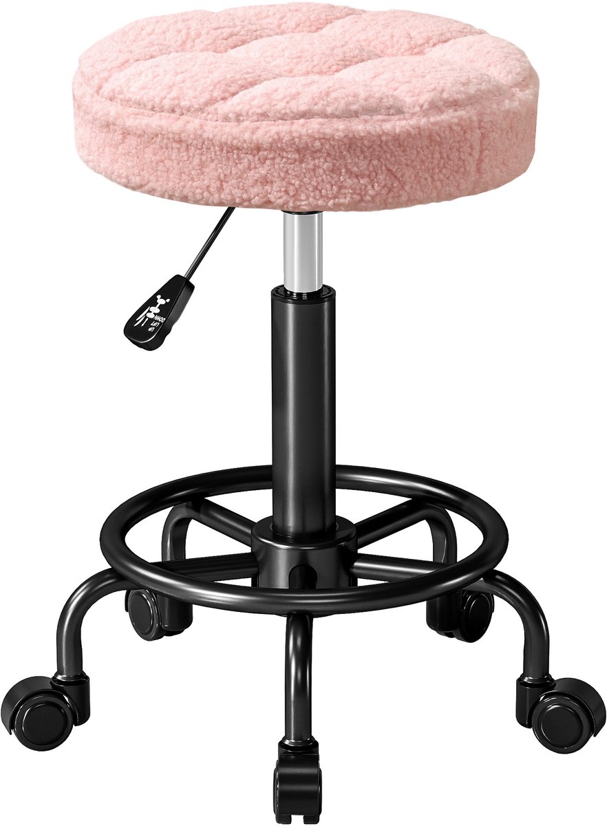 HOMCOM Salonkruk Polyester, Metaal Ø50 x 50-66H cm Roze