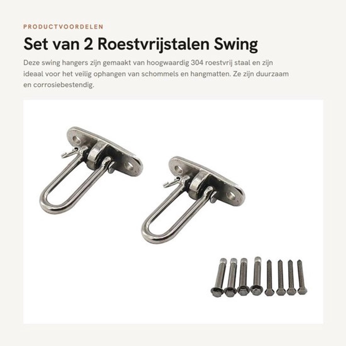 Schommelhanger - 304 Roestvrij Staal - Pack van 2 - Zware Schommel - Hangmat/Schommel - Eenvoudig te Installeren - Veilig tot 100lbs - Schommelhaak