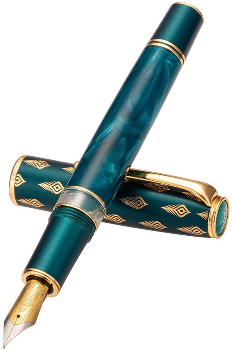 Hongdian N7 Vulpen - Blauwe Pauwhars met Iridium Fijne Penpunt