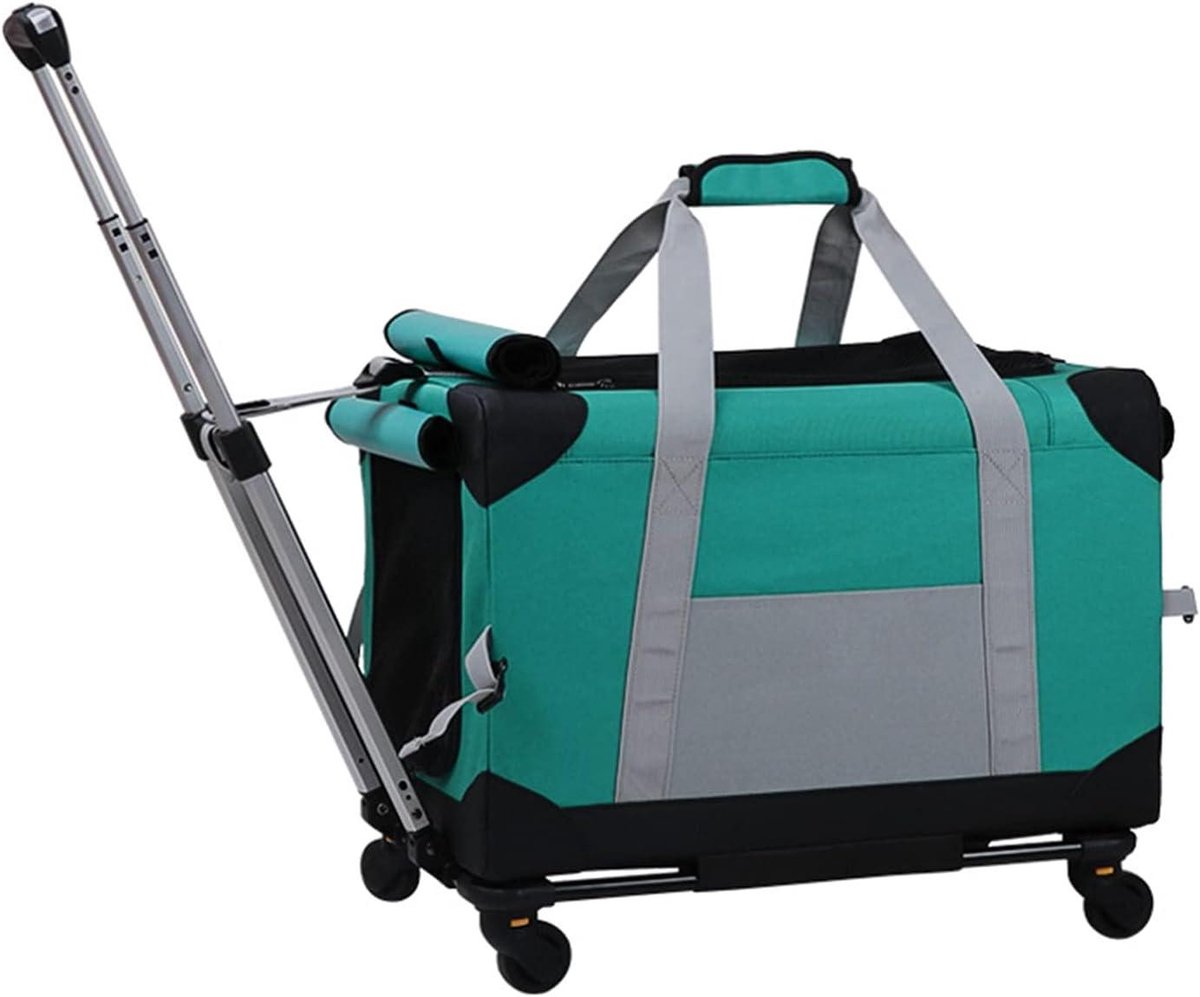 Huisdierenbuggy - Hondenkar Kattenwagen - Comfortabel Transport - Verstelbaar Handvat - 51x33x90CM - Groen