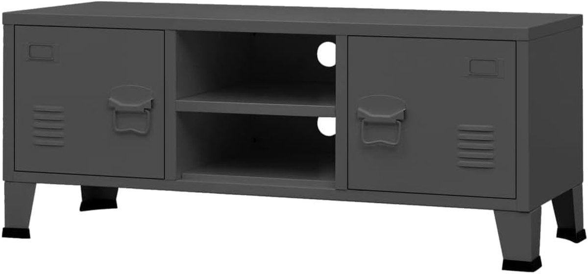 Tv-kast Metaal - Tv-meubel Dressoir - Woonkamer Organisatie - Industriële Stijl - 105x35x42 cm - Antraciet