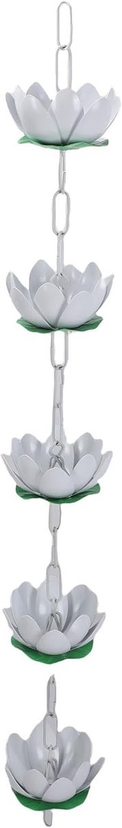 Regenketting Aluminium - Waterafvoer Ketting - Dakgoot Afvoeren - Lotus Ontwerp - 110 cm - Wit