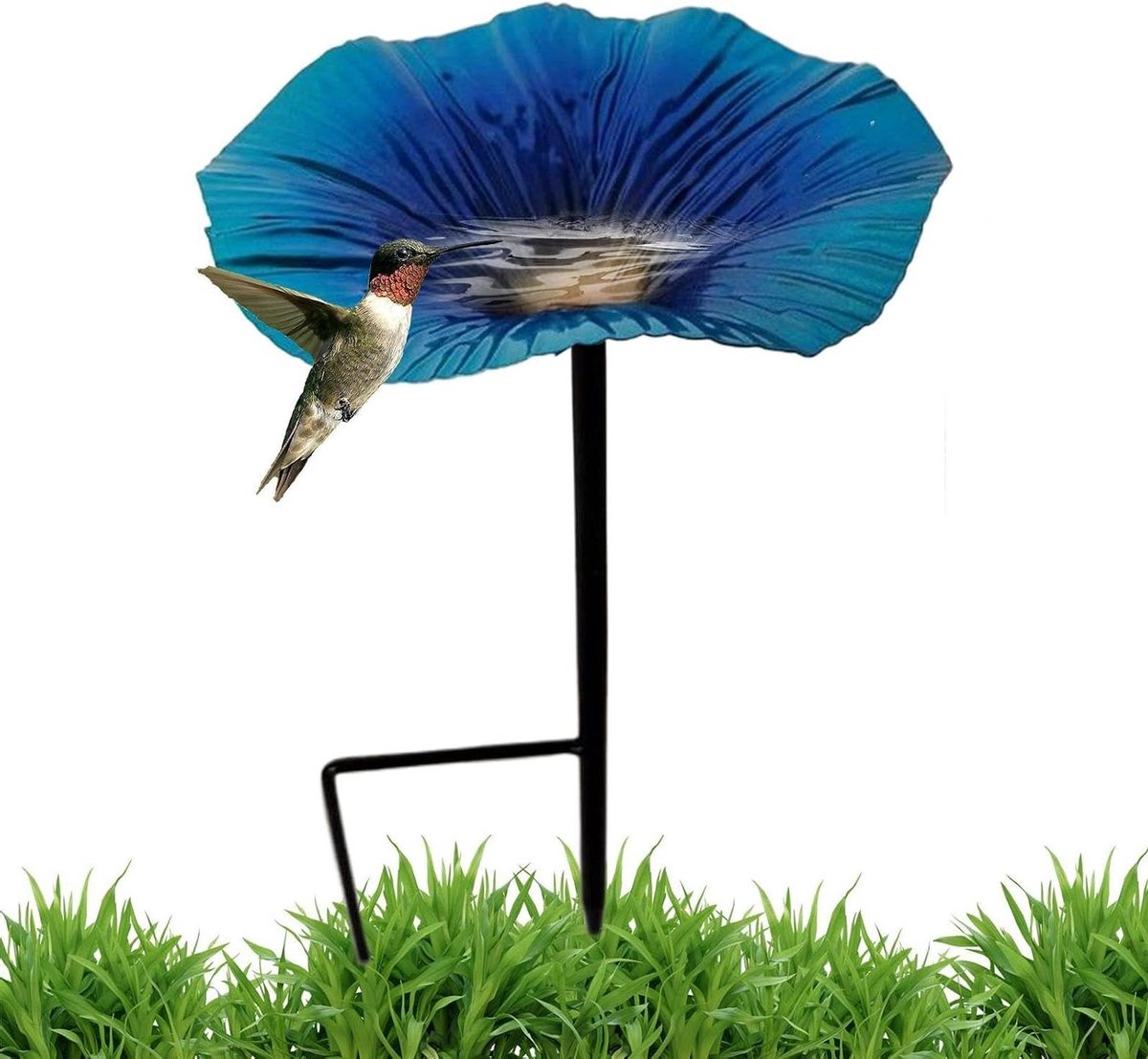 Vogel Drinkstation - Voederstation Bloemenbak - Vogels Voeren - Bloemvormig Decoratief - 30 x 17 x 6 cm - Blauw