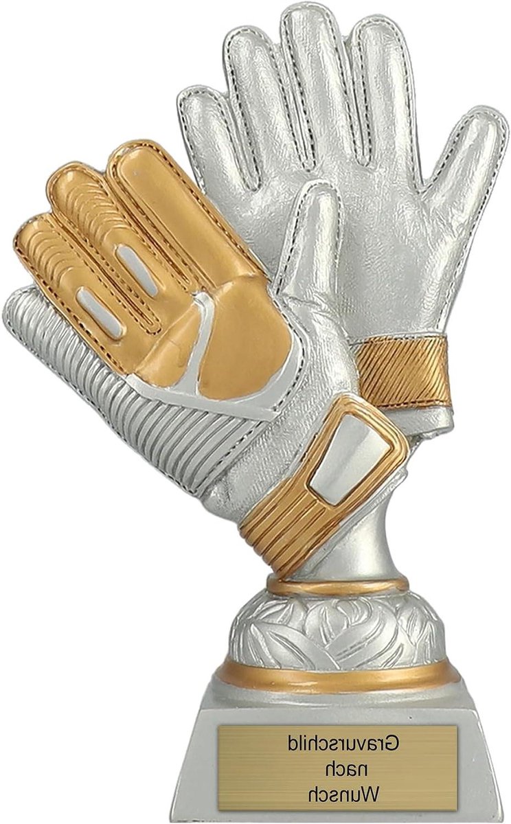 Voetbal Beker - Trofee Keeper - Sportevenementen Vieren - Gepersonaliseerde Gravure - 17 cm - Goud/Zilver