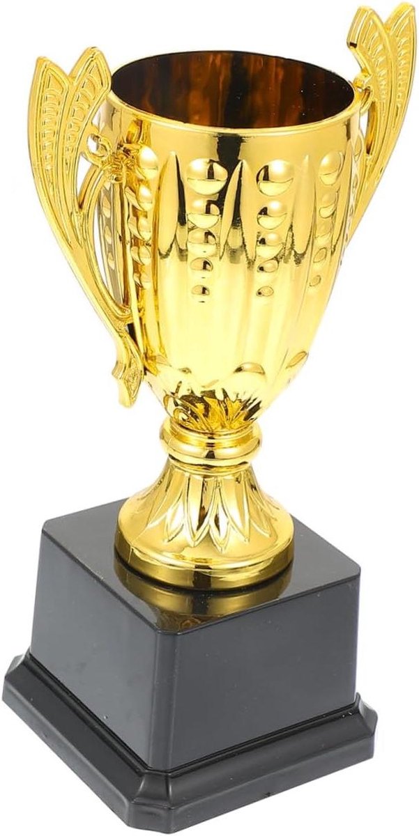 Prijs beker - Trofee onderscheiding - Wedstrijd winnen - Plastic materiaal - 18.5 cm hoog - Goudkleurig