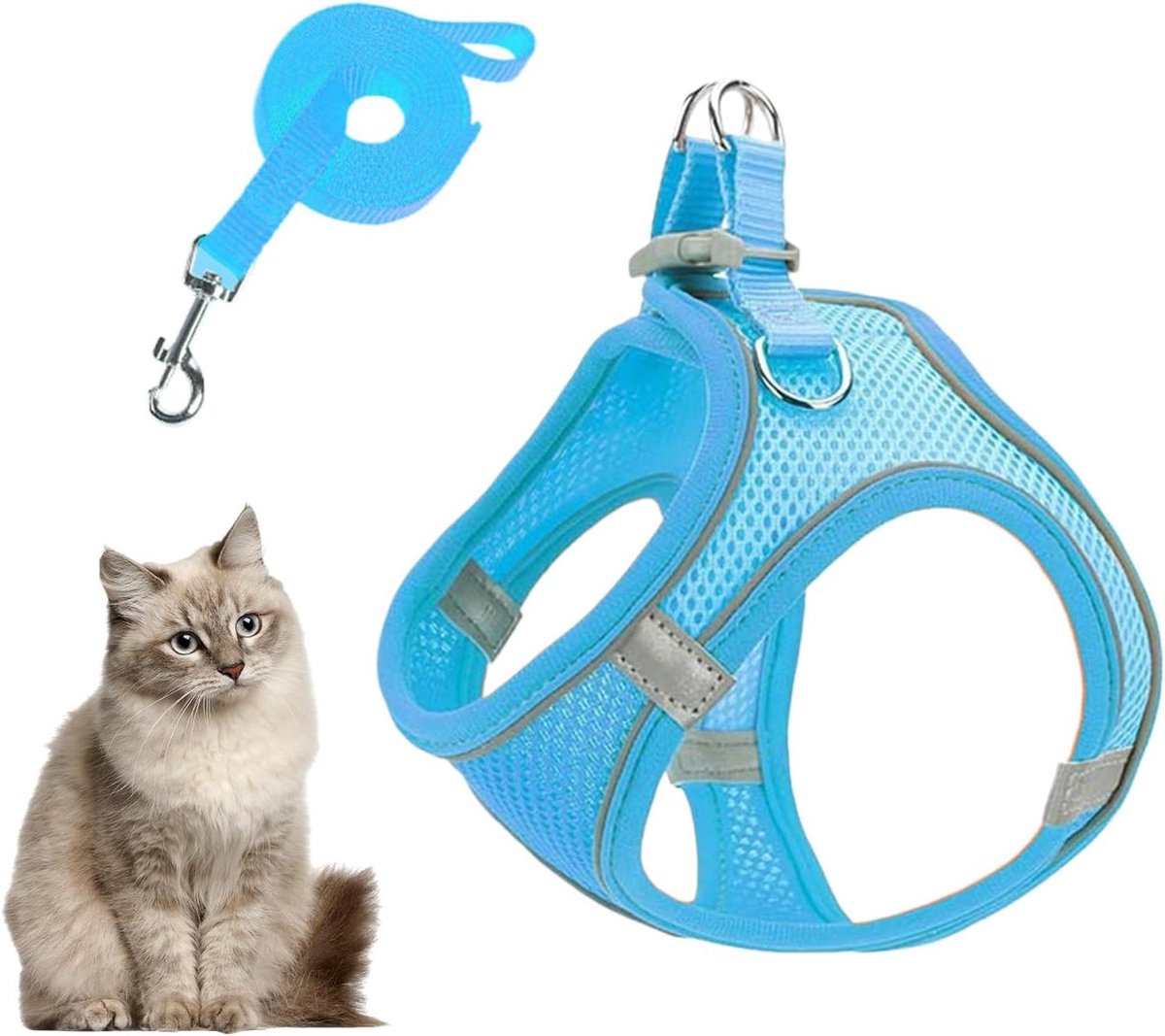 Huisdier Harnas Set - Hond Kat Vest - Veilig Wandelen - Ontsnappingsbestendig Ontwerp - Verstelbaar XXS XS - Blauw