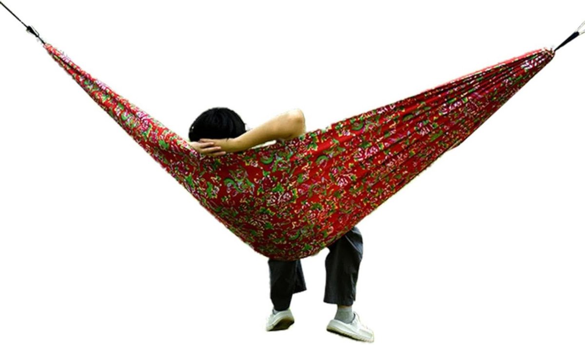 Reishangmat - Dubbele hangmat - Outdoor ontspanning - Extra groot formaat - 270 x 140 cm - Rood