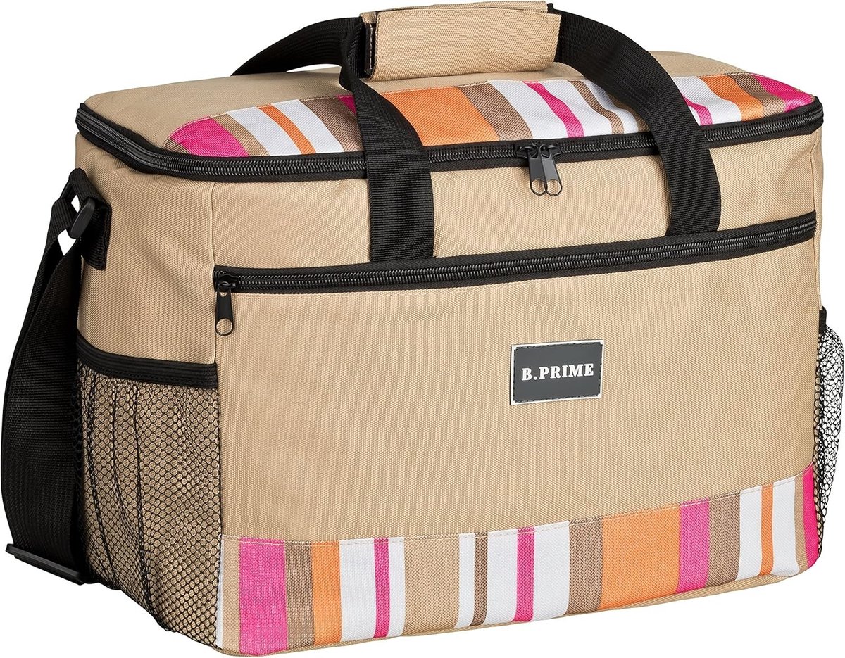 Koelrugzak - Beige - 36 x 22 x 26 cm - Isoleertas met Schouderriem - Voor Picknick, Outdoor en Reizen