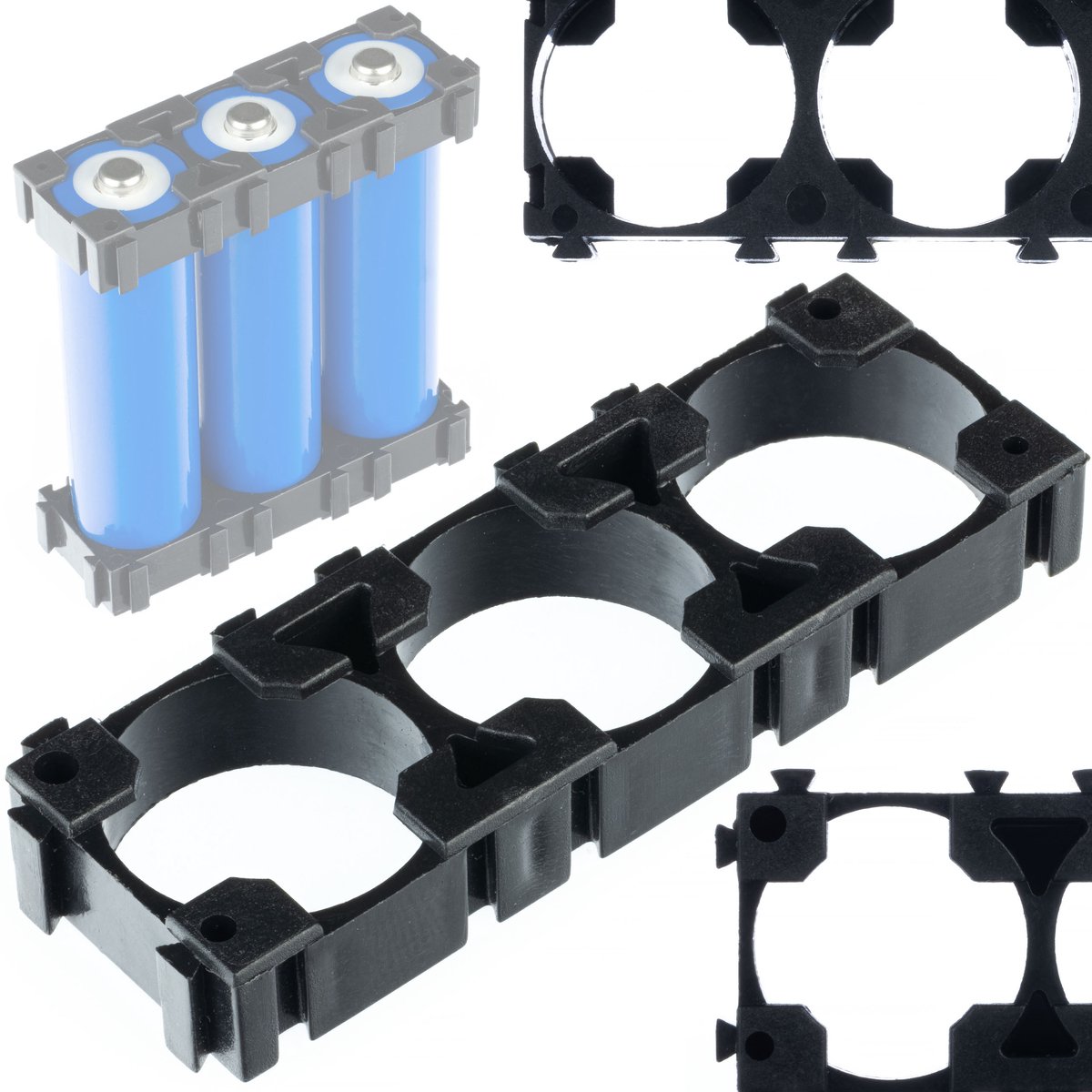Rosfix Behuizing voor Pakettering - Houder 1x3 voor 3 Accu's 18650 - Kunststof - Li-Ion Packmontage