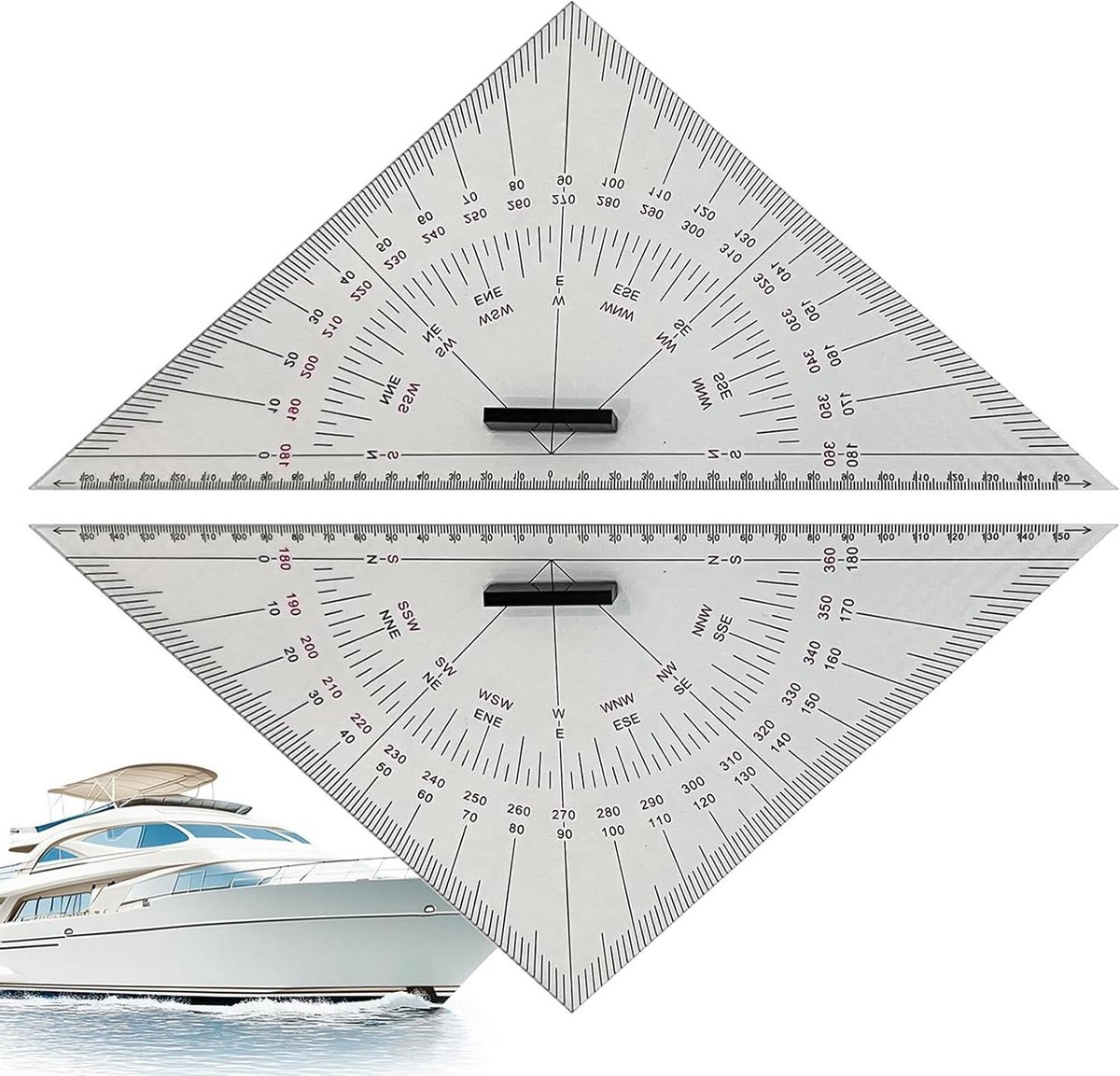 Tekendriehoek Liniaal - Navigatiehulpmiddel Tekenliniaal - Kaart Tekenen - Stabiel Acryl Materiaal - 30 Centimeter - Transparant