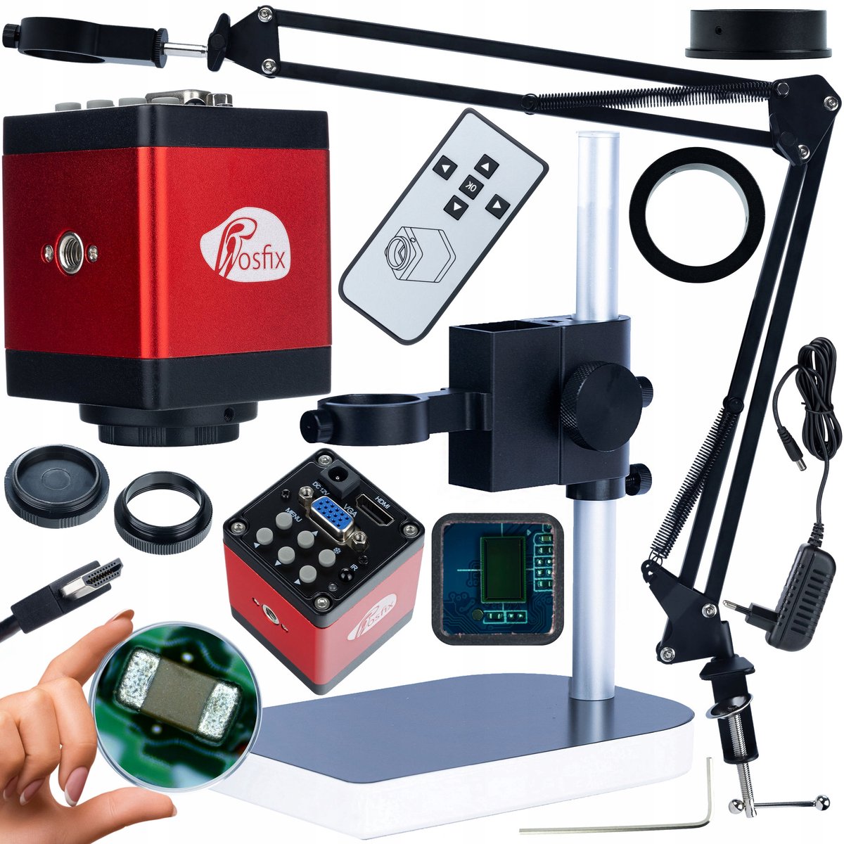 Rosfix Set Verstelbare Microscooparm ODM-180X met Microscoopcamera KMDBP-HDMI-VGA 2MP