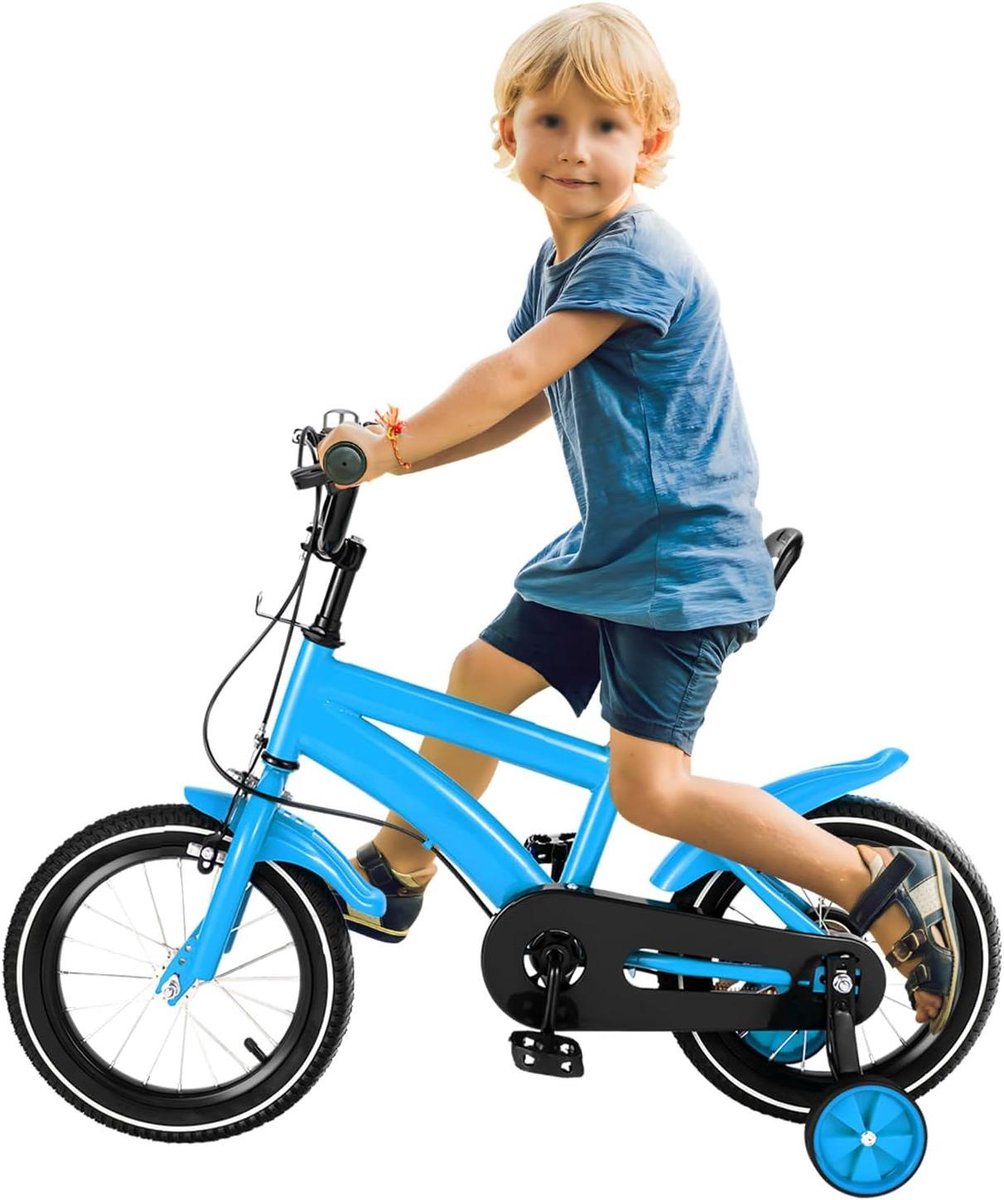 Kinderfiets Loopfiets Leren Fietsen Afneembare Zijwieltjes 14 inch Rood Blauw Wit