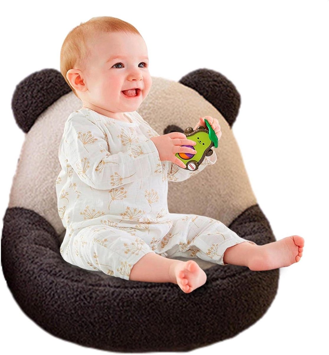 Kinderfauteuil Panda - Dierenstoel Peuters - Ontspannen Lezen - Zacht Pluche Materiaal - 55 cm - Wit Zwart