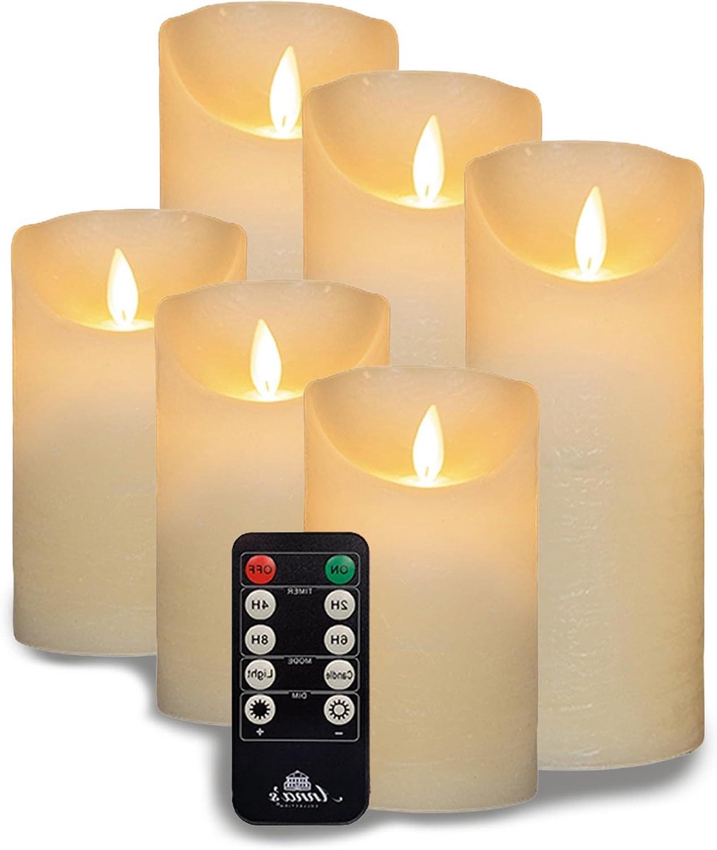 LED Stompkaarsen - Vlamloze Kaarsen - Sfeer Creëren - Echte Was Look - 6 stuks 10x15/25cm - Ivoor