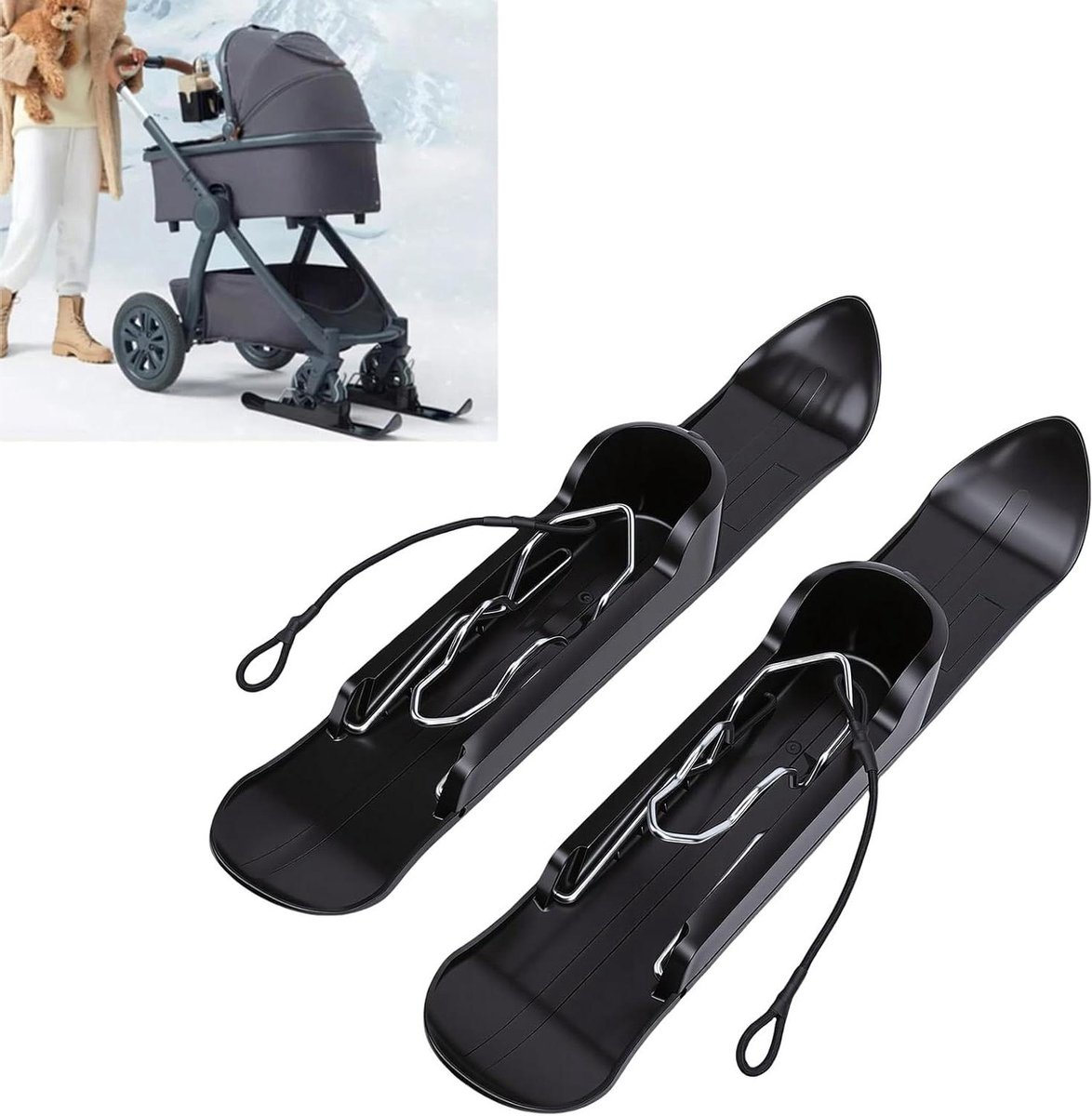 Kinderwagenski's - Sleeplank Accessoires - Winterse Uitstapjes - Universele Compatibiliteit - 53 x 9.5 cm - Zwart