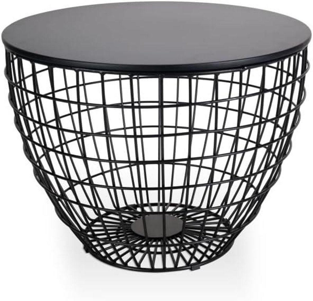 Salontafel Metaal - Bijzettafel Rond - Woonkamer Decoratie - Industriële Stijl - 60 cm Diameter - Mat Zwart