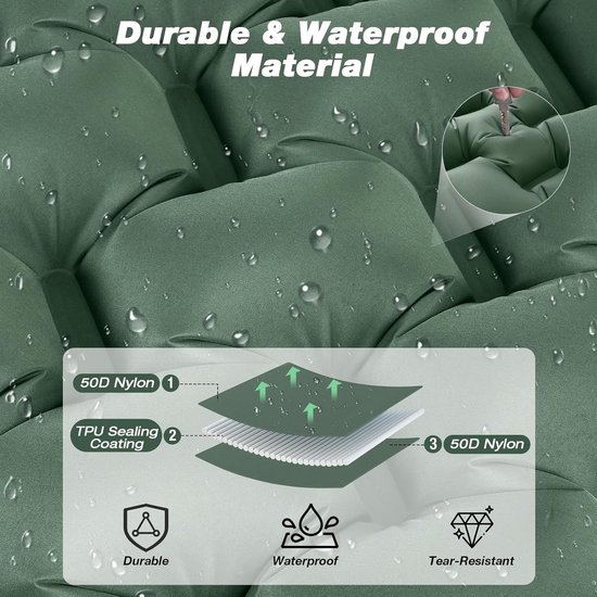 Campingmatras - Zelfopblazend met Voetpomp - Lichtgewicht Slaapmat met Kussen - Waterdicht - Voor Kamperen & Trekking — afbeelding 4