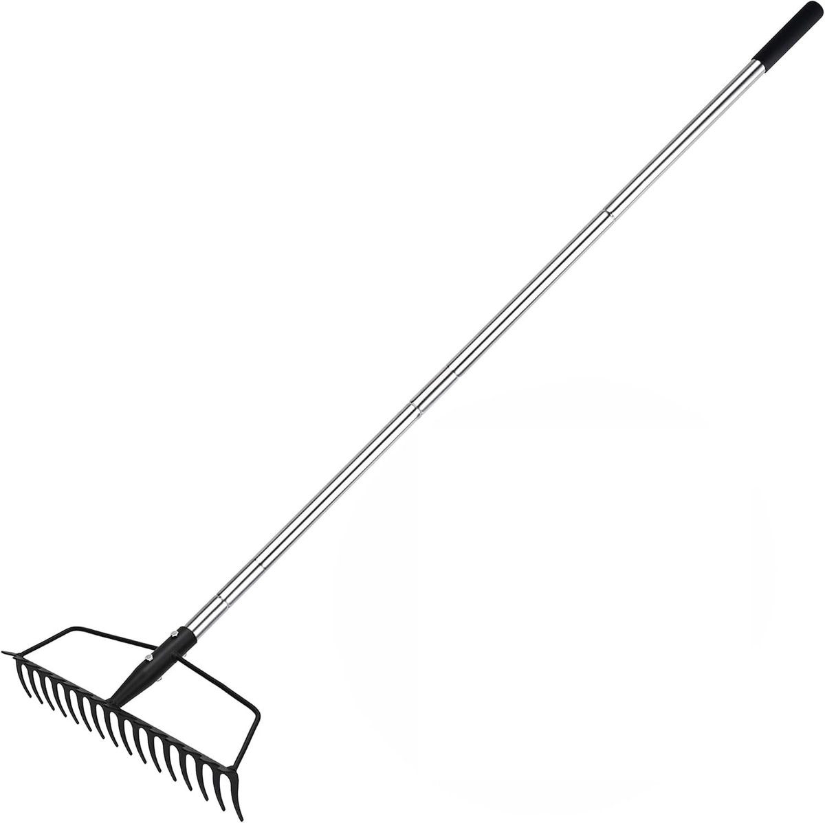 Gazonrakel - Staal - 40 cm - Verstelbare Booghark voor Tuin en Gazon - Voor Nivelleren en Bladeren Verzamelen