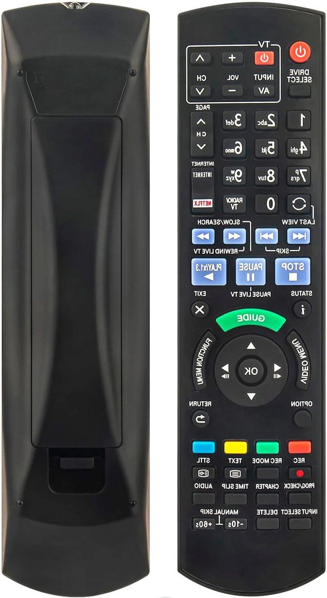 Vervang Afstandsbediening - Afstandsbediening Panasonic - Blu Ray Speler Bediening - Directe Werking - 15 x 5 x 1 cm