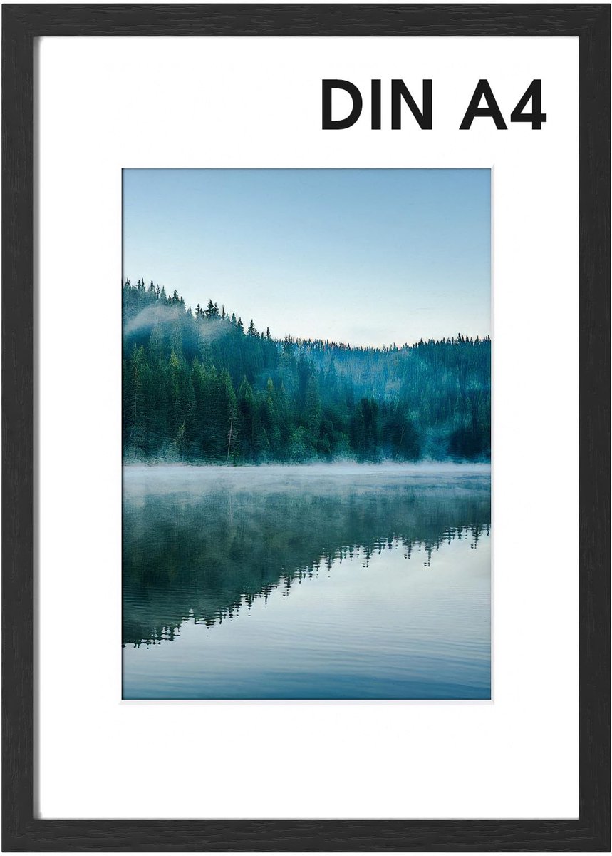 Fotolijst A4 Zwart Hout 21x30cm - Staand en Staand te Gebruiken