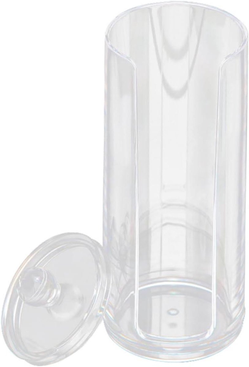 Opbergdoos Wattenschijfjes - Katoen Dispenser - Badkamer Organiseren - Transparant Zichtbaar - 19 cm Lengte - Transparant