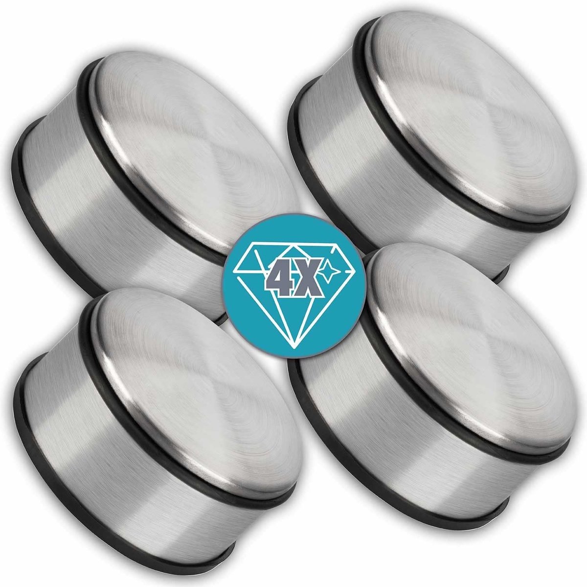 Deurstoppers - Zilver - 11 x 6 cm - Roestvrij Staal met Anti-slip Onderkant - Voor Thuisgebruik