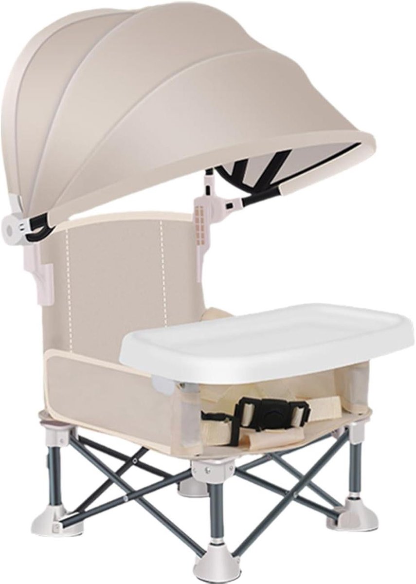 Opvouwbare Kinderstoel - Reisstoel Kinderen - Buiten Eten - Met Zonwering - 39 x 18 x 39 cm - Geel