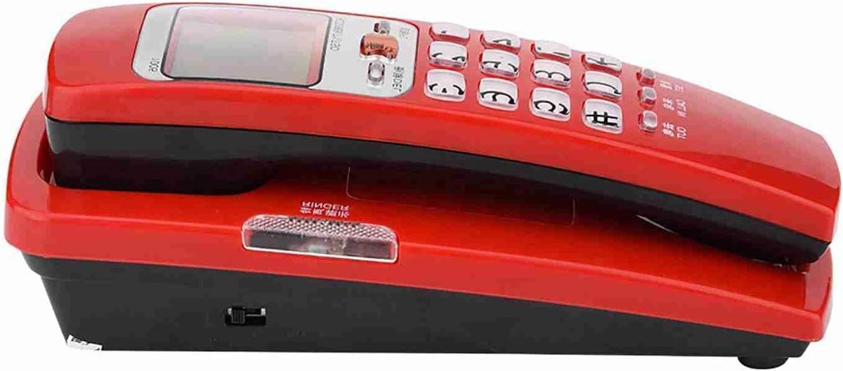 Vaste Telefoon - Huistelefoon Kantoortelefoon - Nummerherkenning Bellen - Aanpasbaar Volume - 20 x 10 x 9 cm - Rood