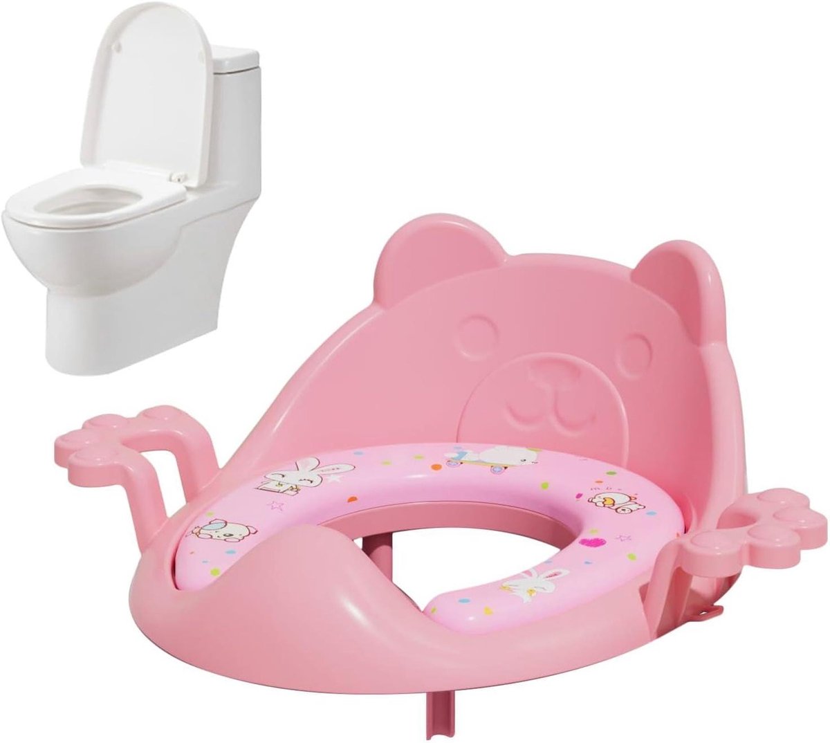 Potjestraining Toiletbril - Toiletverkleiner Kinderen - Zindelijkheidstraining - Antislip Zacht Kussen - 428 x 345 x 126 cm - Lichtroze