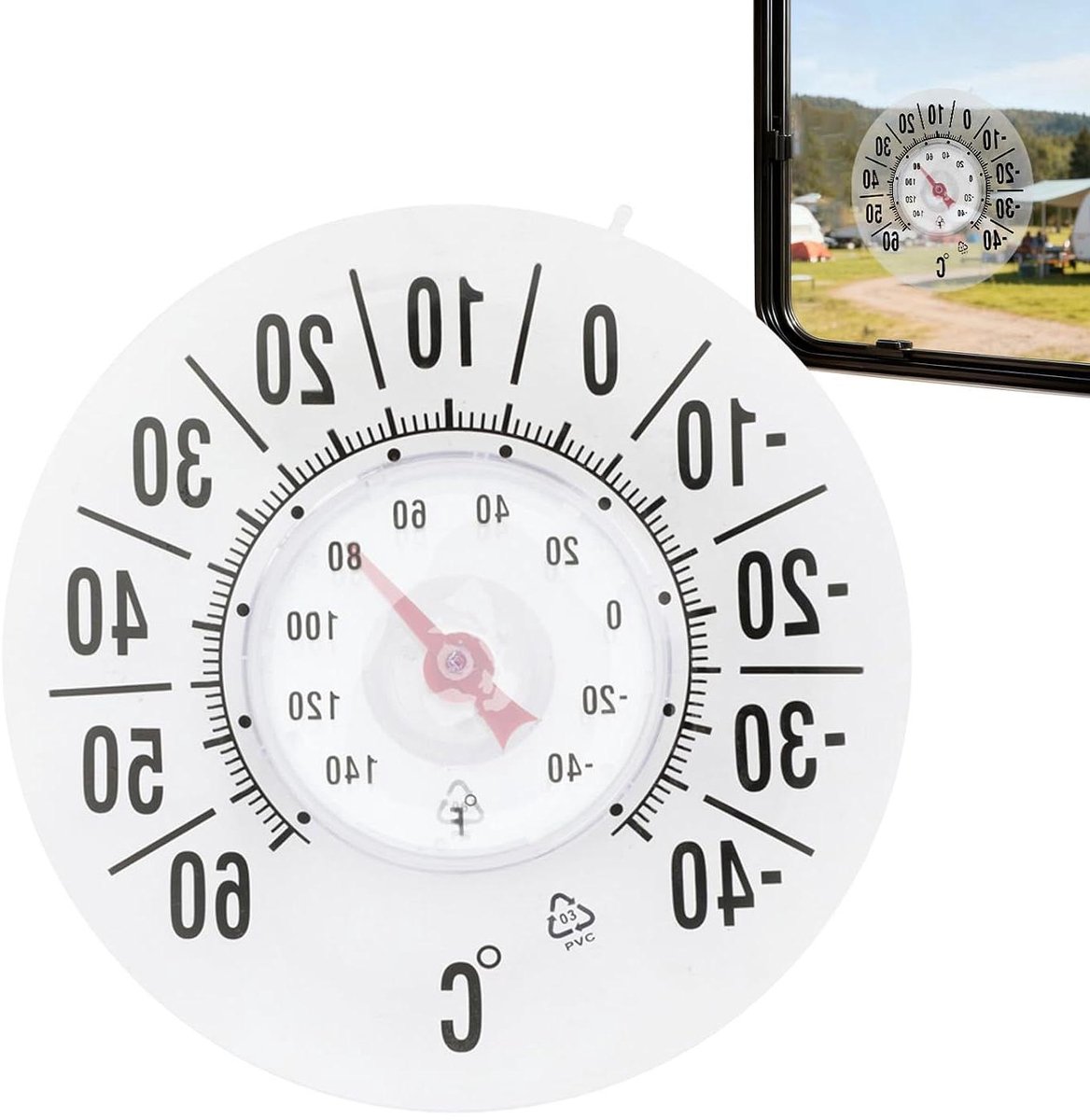 Buitenthermometer Analoog - Raamthermometer Waterdicht - Temperatuur Bewaken - Zuignap Bevestiging - 18 cm Diameter - Niet gespecificeerd