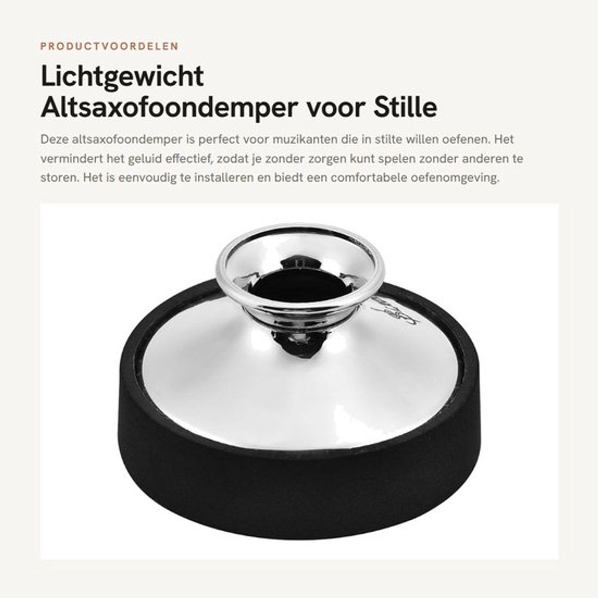 Altsax Demper Lichtgewicht - Ruis Verwijderen - Praktijk Muziekinstrument - Eenvoudig te Installeren - Storen Voorkomen - Zilver - Saxofoondemper