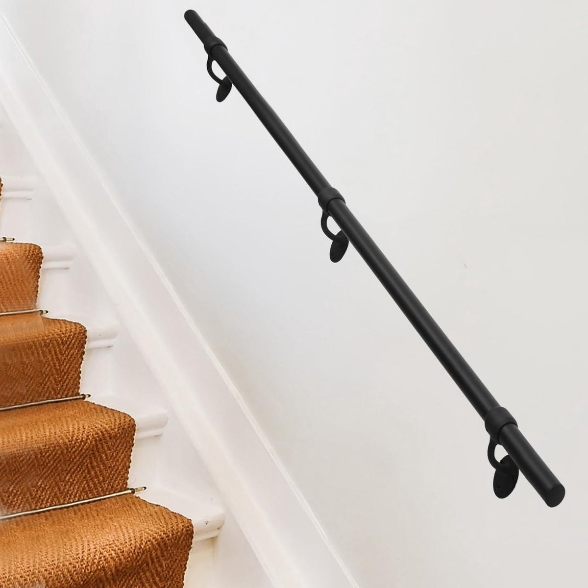 Trapleuning Aluminium - Veranda Railing Wandmontage - Veilig Traplopen - Sterk Corrosiebestendig - 244 Meter - Zwart