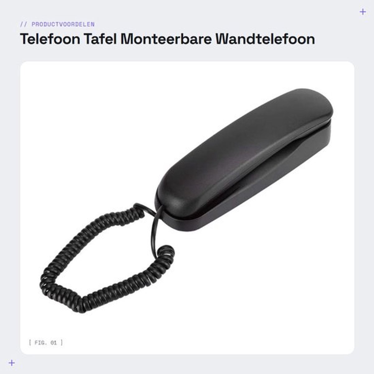 Telefoonhouder Muurmontage - ABS Zwart - Compact en Draagbaar - Geïntegreerde Hoortoesteltechnologie - Geschikt voor Hotel en Gezin - Hoge Betrouwbaarheid - Wandtelefoon