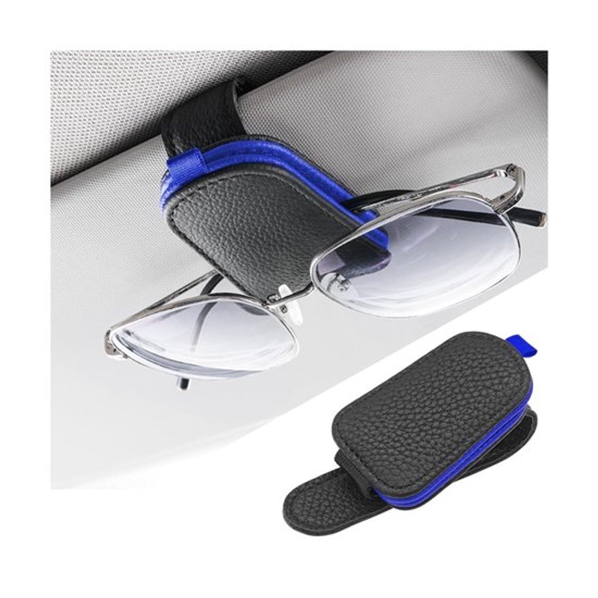 Zonnebrilhouder Auto - 2-Pack - Magnetische Brillenbeugelclip - PU-leer - Universeel - Slijtvast en Duurzaam - Brilclip
