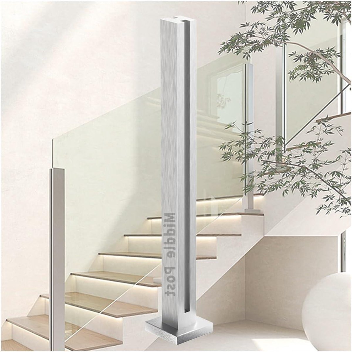 Glazen Balustrade Paal - Glazen Reling Post - Veilige Afscheiding Creëren - Roestvrij Staal 304 - 60-150 cm - Zilver