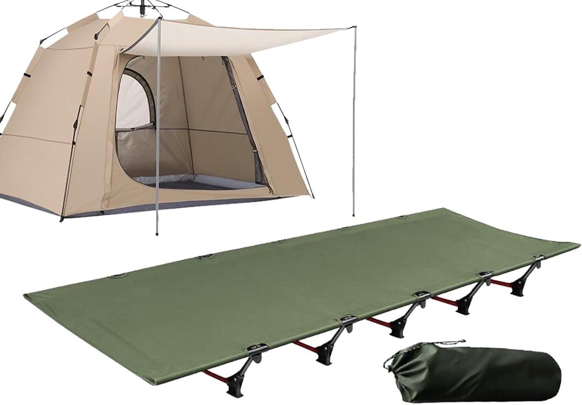 Campingbed - Veldbed opvouwbaar - Outdoor slapen - Ultralicht aluminium frame - 192 x 65 cm - Legergroen