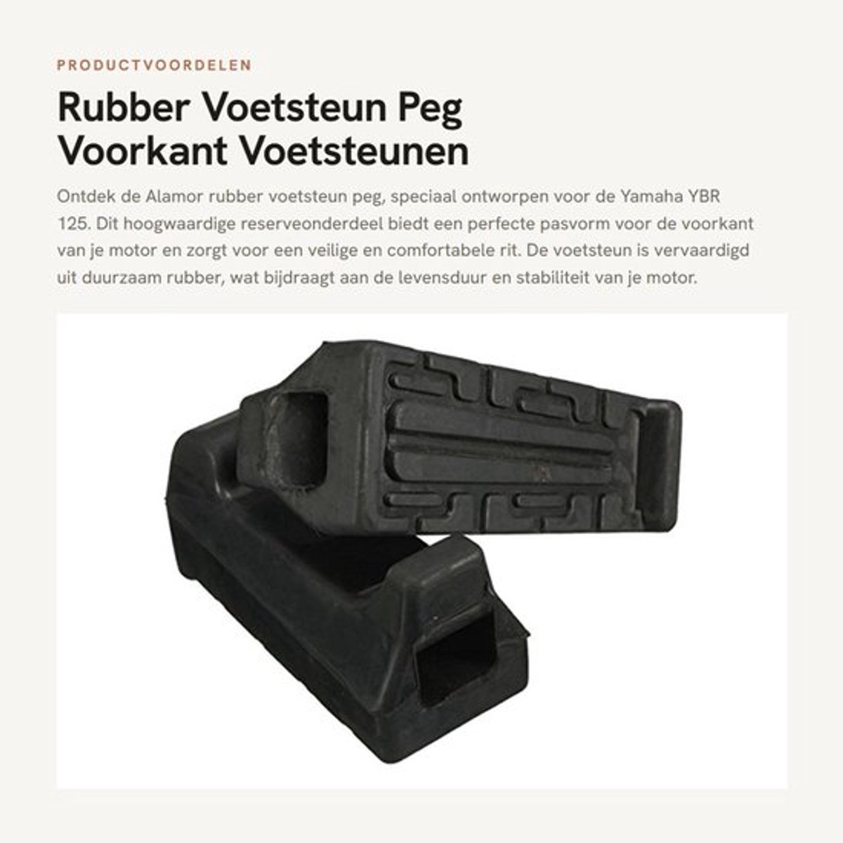 Voetsteun Rubber - Voetsteun Voorzijde - Reserveonderdeel - Model YBR 125 - Afmetingen 9,3 x 3,8 x 4,2 cm - Zwart - Motorvoetsteun