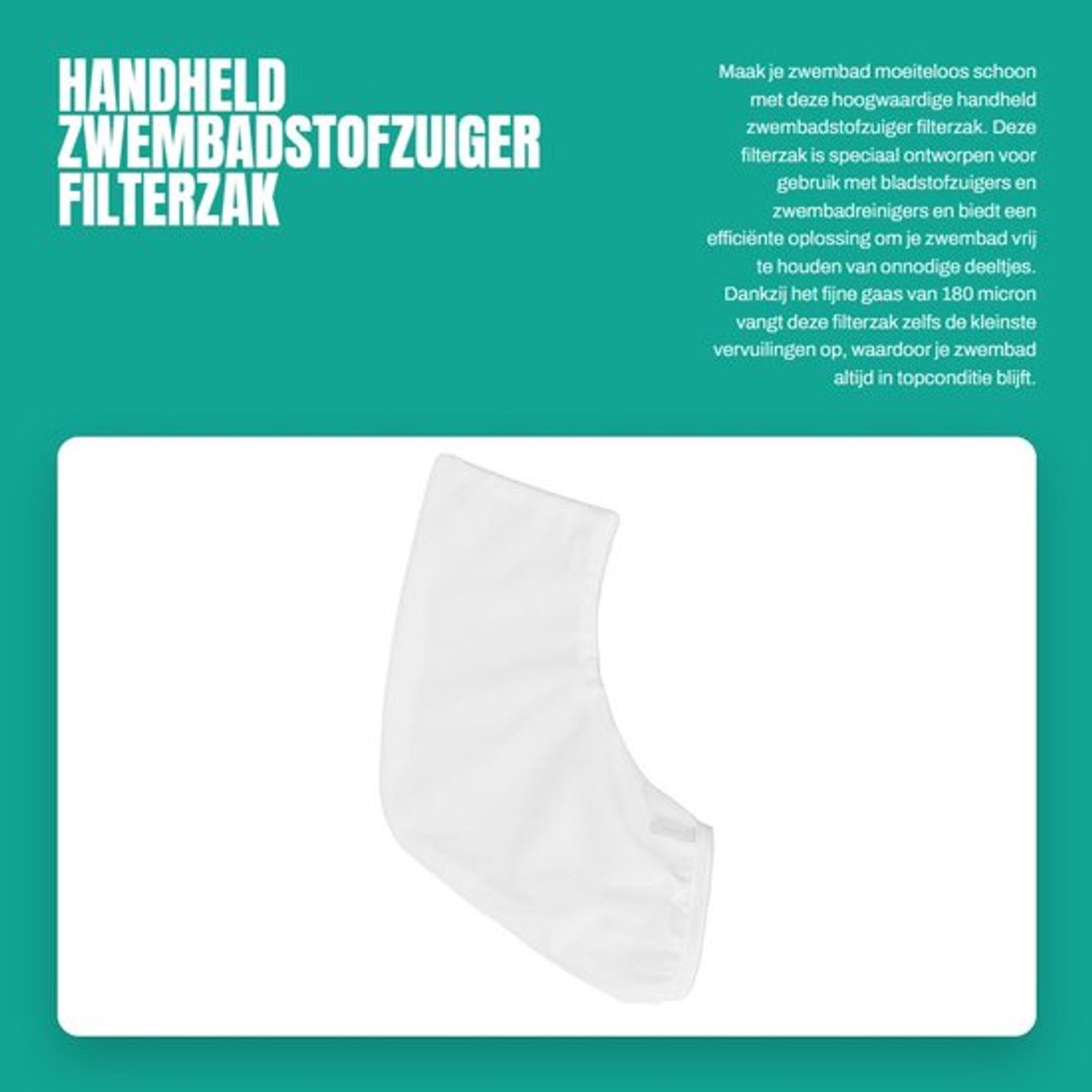 Filterzak 180 Micron - Handheld Zwembadstofzuiger - Fijnmazige Filterzakken - Eenvoudig Te Reinigen - Nylon Materiaal - Herbruikbaar - Zwembadfilter
