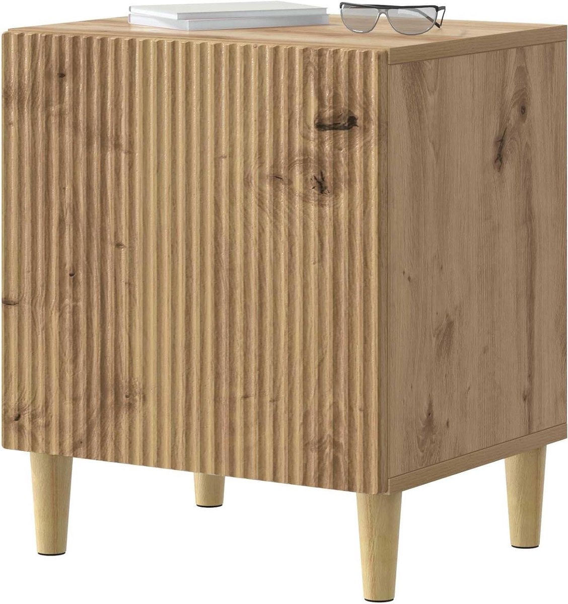 Nachtkastje - Nachttafel bedside cabinet - Slaapkamer organisatie - Vintage charme - 43 x 345 x 50 cm - Artisanaal eiken