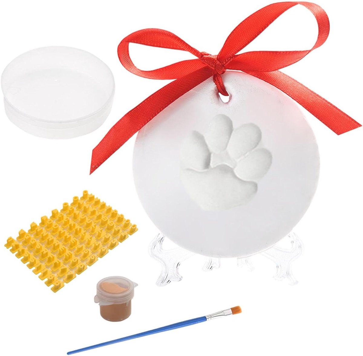 Huisdier Pootafdruk Set - Herinneringskit Dieren - Herinneringen Maken - Luchtdrogende Klei - 20 x 13 cm - Wit
