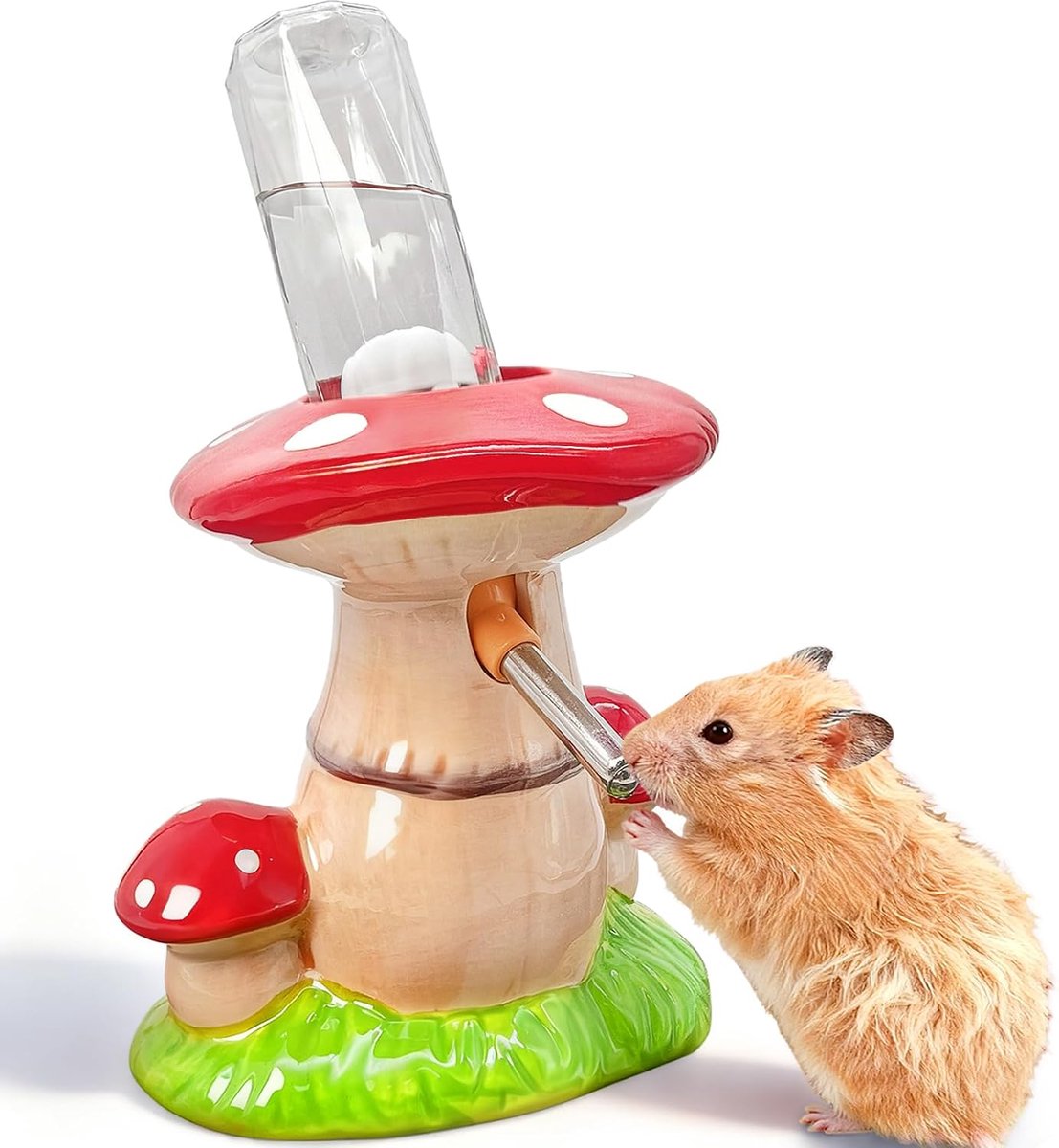 Keramische Hamsters Drinkfles – Kleine Dieren Hydrateren – Knaagdier Waterdispenser – Huisdier Hydrateren – Waterdispenser Dier – 80 ML – Paddenstoelvormige Houder – Druppelvrije Tuit – Voor Kleine Knaagdieren