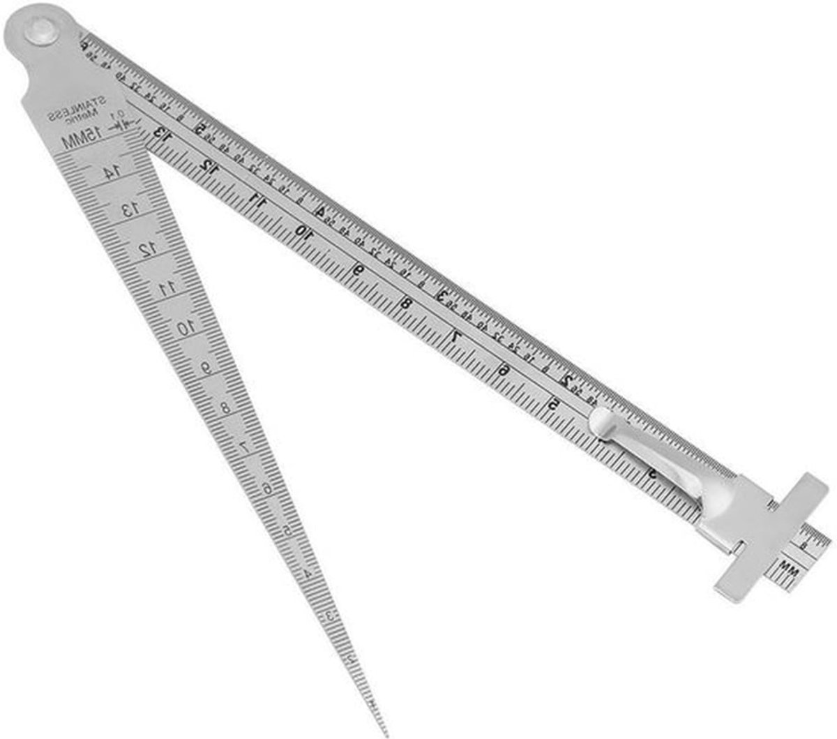 2-In-1 Voelermaat 64 Inch Lange Roestvrijstalen Conische Meter 0-15mm Gap Gauge Meetgereedschap Met Inch & Metrische Schaal Voor Lasmeter Gatdiameter - Moersleutel