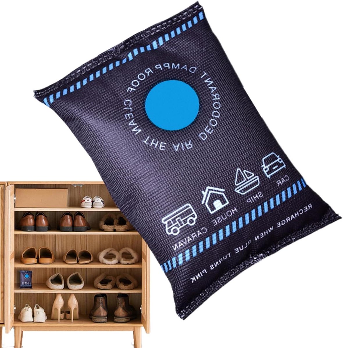 Herbruikbare Vocht Vanger - Droogzak Ontvochtiger - Vocht Regulatie - Lekvrije Siliconen Kralen - 100g Blauw - Blauw