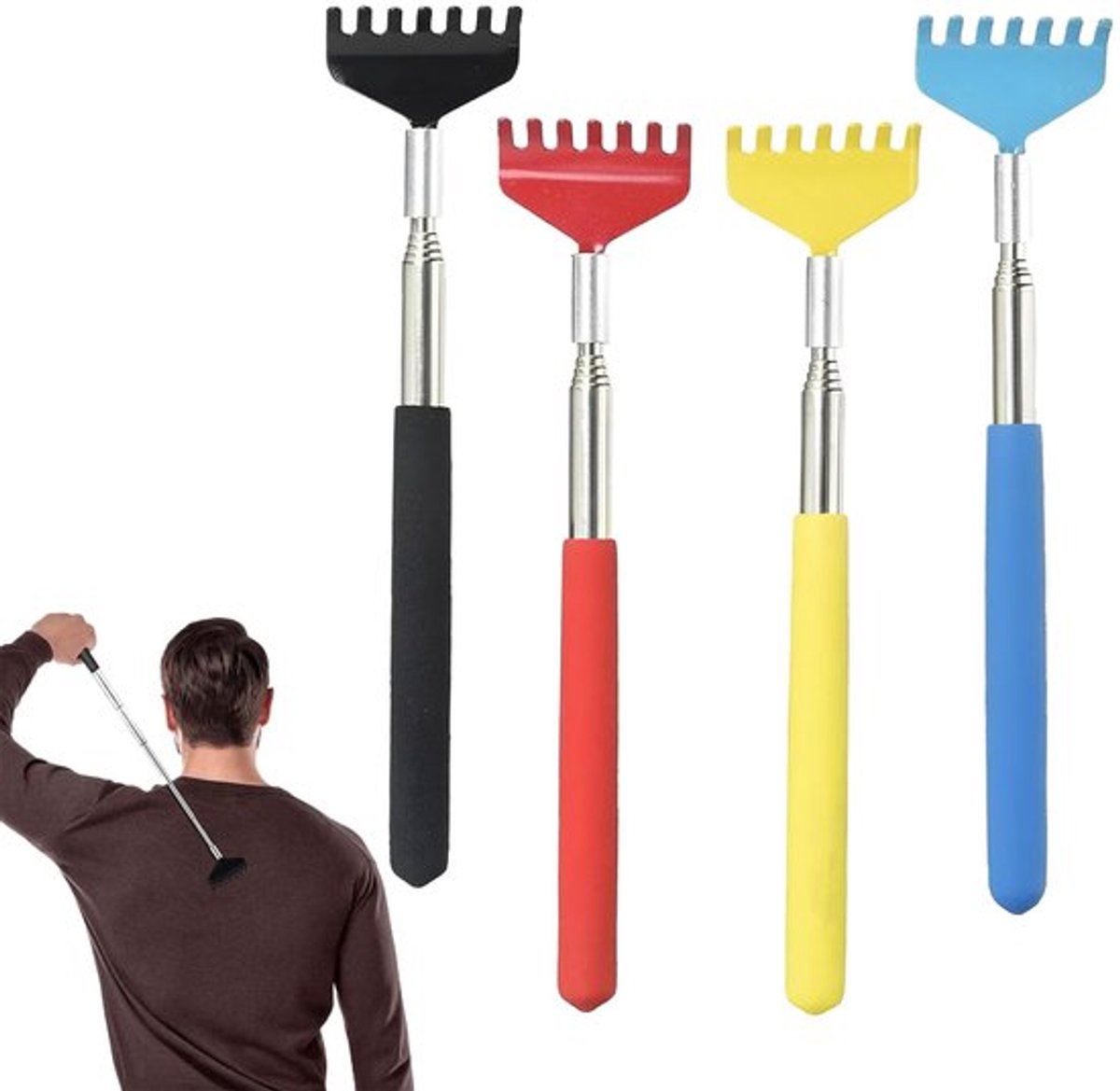 Rugkrabber Telescopisch - 4 Stuks - Uittrekbaar 20-68 cm - Roestvrij Staal - Massageapparaat - Duurzaam - Jeukkrabber