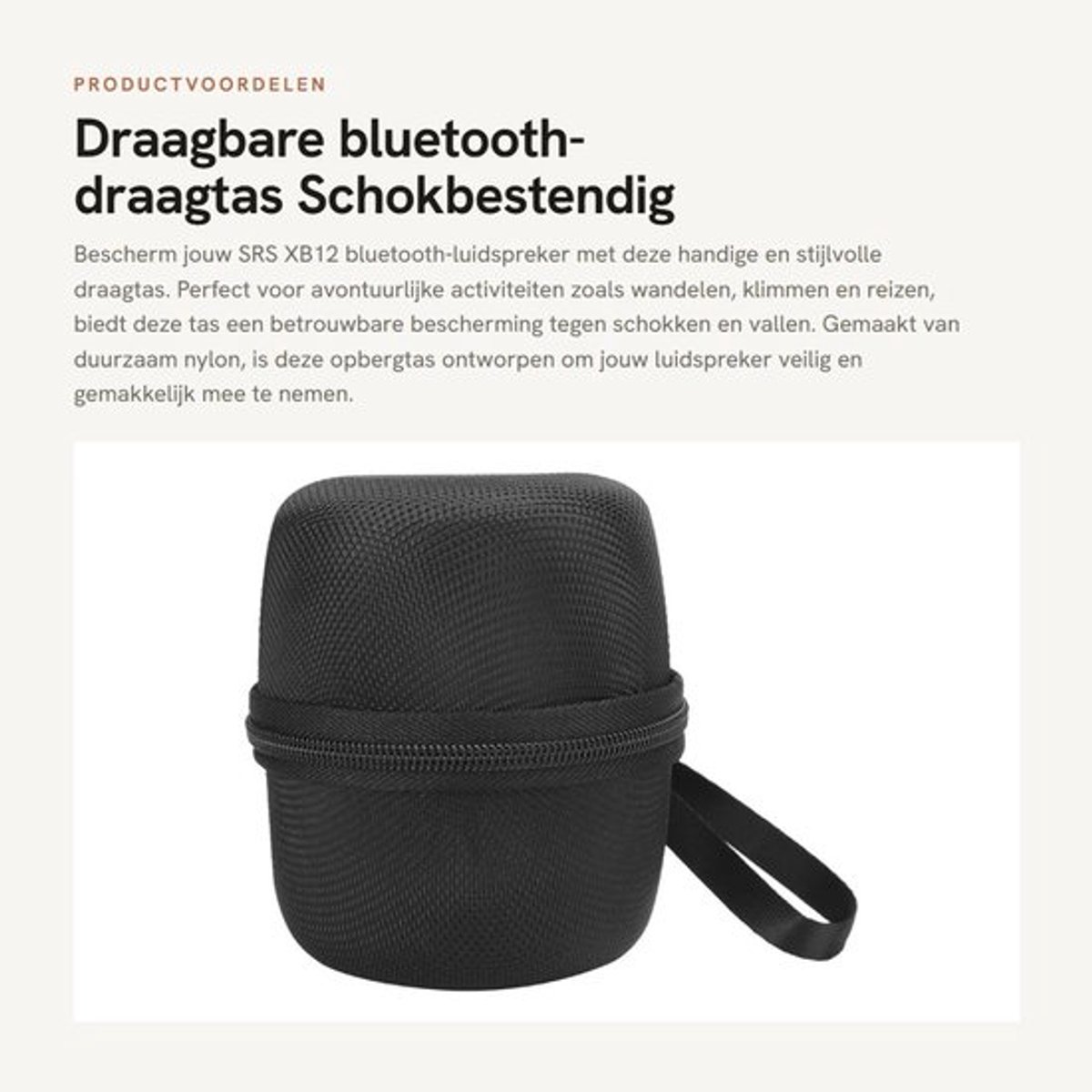 Draagtas Schokbestendig - Opbergtas - Beschermhoes - Draagbare Tas - Nylon - Voor SRS XB12 Luidspreker