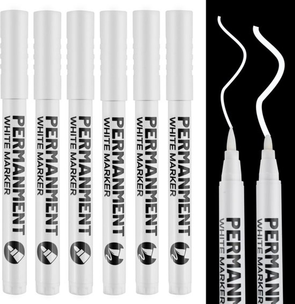 Markeerstiften 6 Stuks - Permanente Witte Waterdichte Markers - Hoge Kwaliteit Acrylverf - Multifunctioneel - Snel Drogen - Verfmarkers